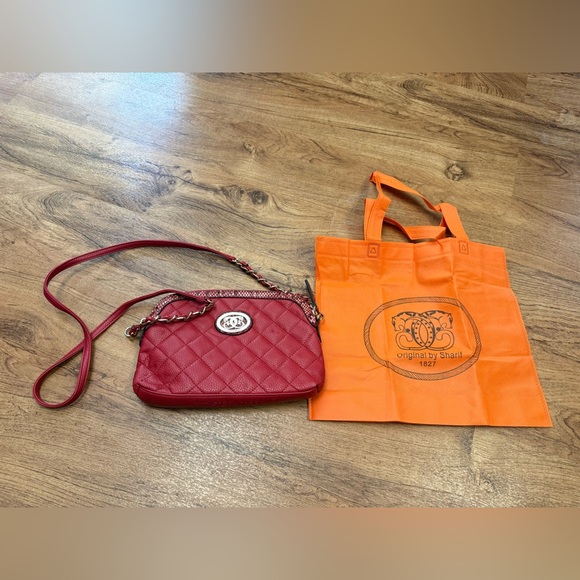 Vintage Sharif Red Quilted Crossbody Bag Chain Strap Leather Luxe Small Purse - Picture 5 of 10